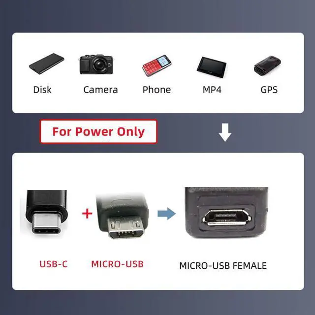 Alt view image 7 of 7 - Cable Micro USB Female to USB-C Type C USB 3.1 & Micro USB Male Splitter Extension Charge Cable
