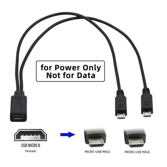Alt view image 6 of 7 - Cable Micro USB Female to Dual Micro USB Male Splitter Extension Charge Power Cable