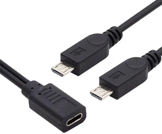 Main image of Cable Type-C USB-C Female DC 5V to Dual Micro USB 5Pin Male Splitter Extension Charge Cable