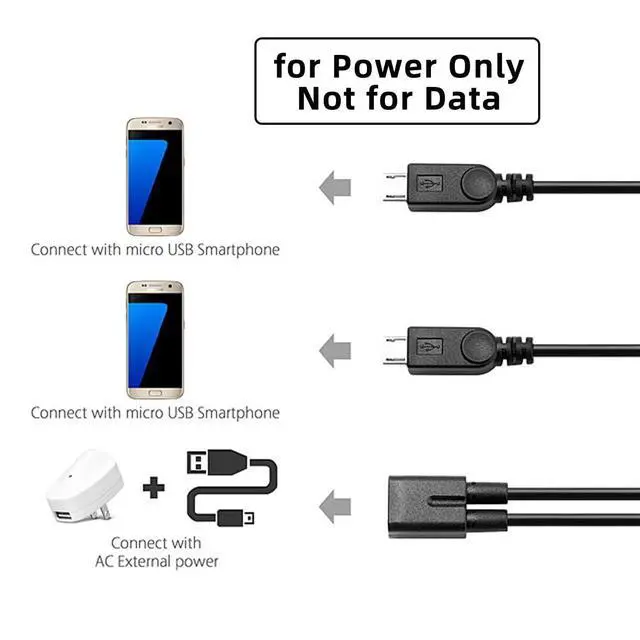 Alt view image 5 of 7 - Cable Type-C USB-C Female DC 5V to Dual Micro USB 5Pin Male Splitter Extension Charge Cable