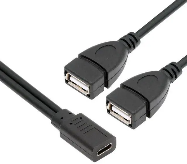 Main image of Cable Type-C USB-C Female DC 5V to Dual USB 2.0 Standard Type-A Female Splitter Extension Charge Cable