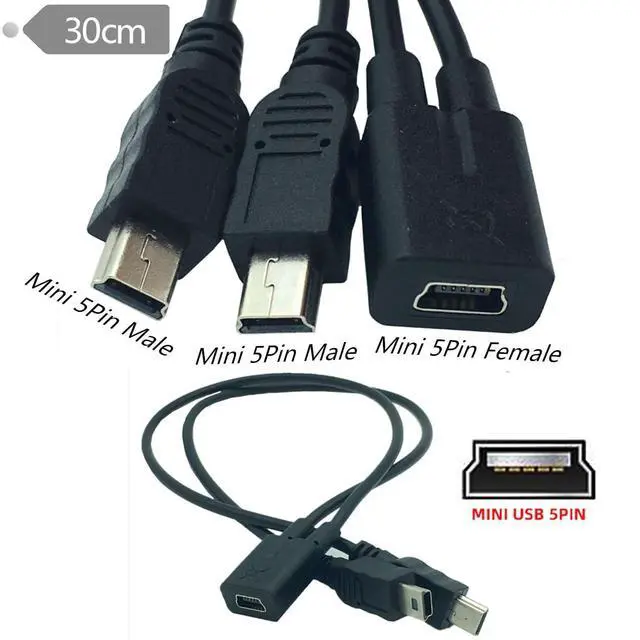 Alt view image 4 of 7 - Cable Mini USB 2.0 Female DC 5V to Dual Mini USB 5Pin Male Splitter Extension Charge Cable