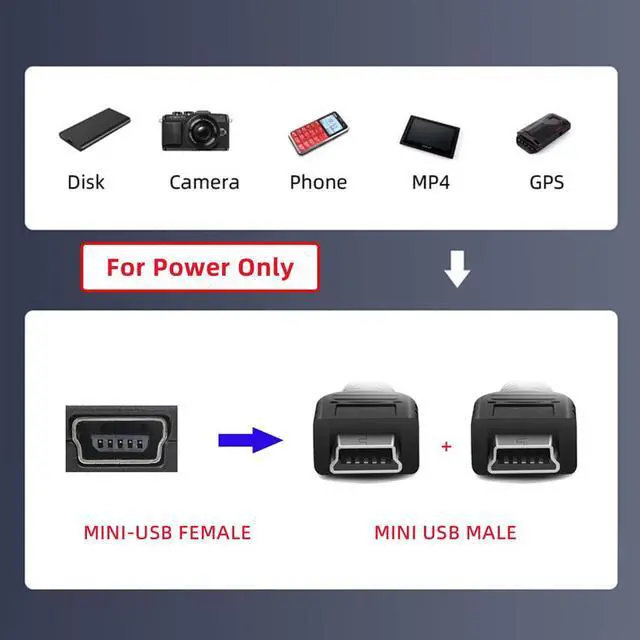 Alt view image 7 of 7 - Cable Mini USB 2.0 Female DC 5V to Dual Mini USB 5Pin Male Splitter Extension Charge Cable