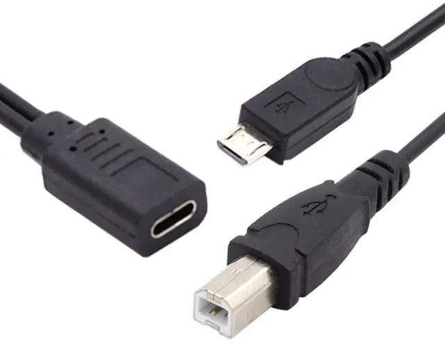Main image of Cable Type-C USB-C Female to USB2.0 Standard Type-B & Micro USB Male Splitter Extension Charge Cable