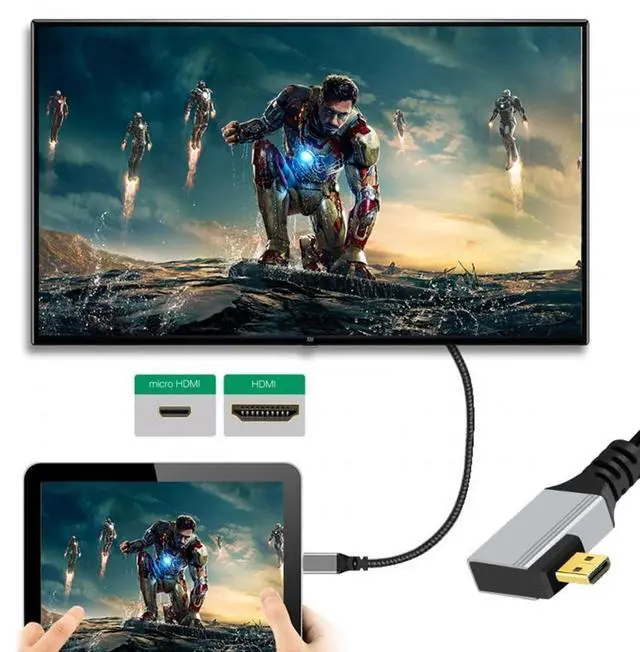Alt view image 4 of 7 - 90 Degree Left Angled Micro HDMI 2.1 Ultra Thin HDTV Cable 8K 4K Hyper Super Flexible Slim Cord Type-A to Type-D for Camera HDTV 50cm
