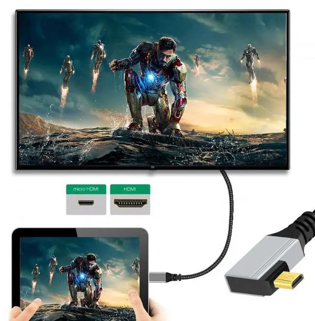 Alt view image 3 of 7 - 90 Degree Right Angled Micro HDMI 2.1 Ultra Thin HDTV Cable 8K 4K Hyper Super Flexible Slim Cord Type-A to Type-D for Camera HDTV 50cm