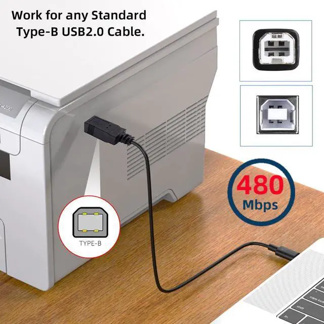 Alt view image 5 of 7 - OTG Cable USB 3.1 Type C Male USB-C Host to Standard USB2.0 Type-B Male Device OTG Data Cable for Laptop Phone (100cm)
