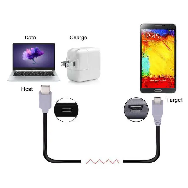 Alt view image 5 of 7 - OTG Cable USB 3.1 Type C Male USB-C Host to Micro USB2.0 5Pin Male Device OTG Data Cable for Laptop Phone (100cm)