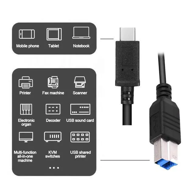 Alt view image 6 of 7 - OTG Cable USB 3.1 Type C Male USB-C Host to Standard USB3.0 Type-B Male Device OTG Data Cable for Laptop Phone (100cm)
