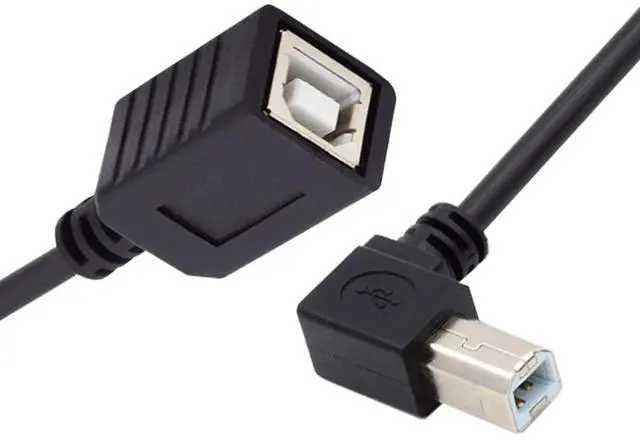 Main image of USB 2.0 B Type Male to Female Extension Cable Right Angled 90 Degree 20cm for Printer Scanner Disk
