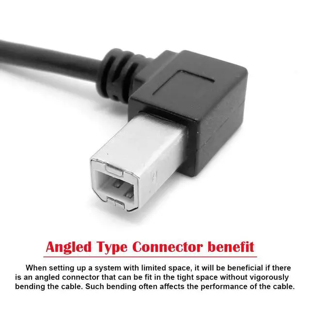Alt view image 3 of 7 - USB 2.0 B Type Male to Female Extension Cable Right Angled 90 Degree 20cm for Printer Scanner Disk