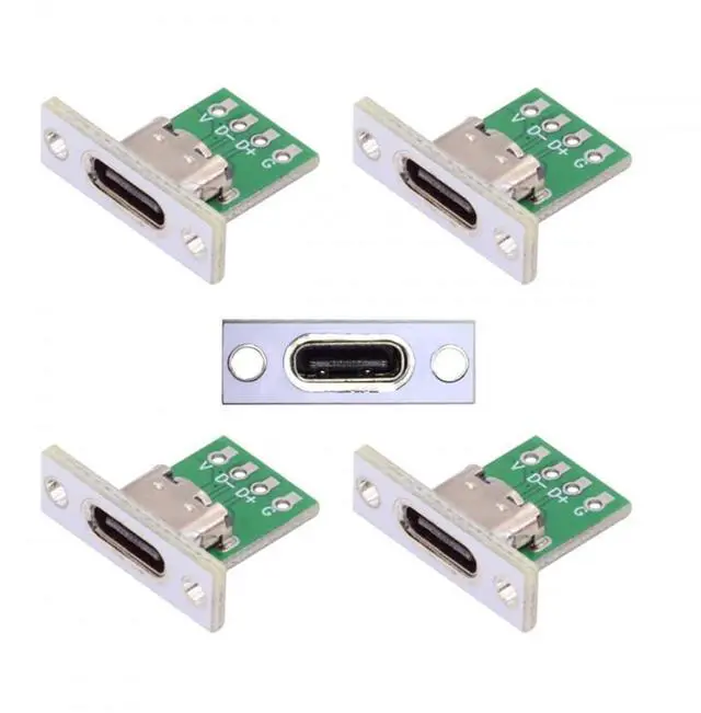 Main image of Connector 5pcs/Set DIY OEM Type C Female Socket Connector Panel Mount Type with PC Board 24pin USB 2.0 Pinout