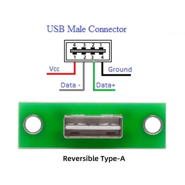 Alt view image 4 of 6 - Connector 5pcs/Set DIY OEM USB Type-A Male Plug Connector with Panel Mount Solder Type Reversible Design