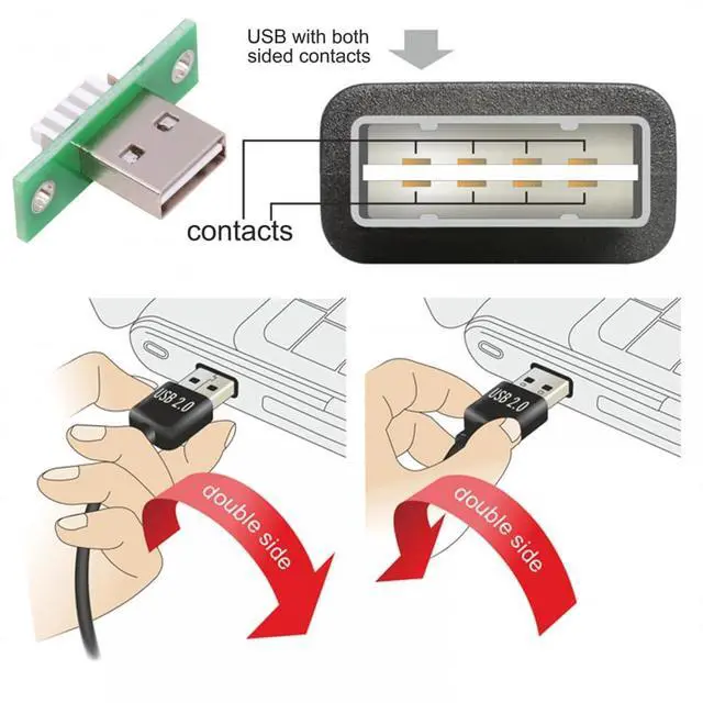 Alt view image 6 of 6 - Connector 5pcs/Set DIY OEM USB Type-A Male Plug Connector with Panel Mount Solder Type Reversible Design