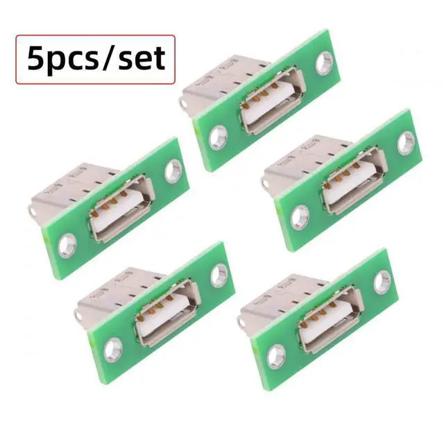 Alt view image 2 of 6 - Connector 5pcs/Set DIY OEM USB Type-A Female Socket Connector with Panel Mount Solder Type