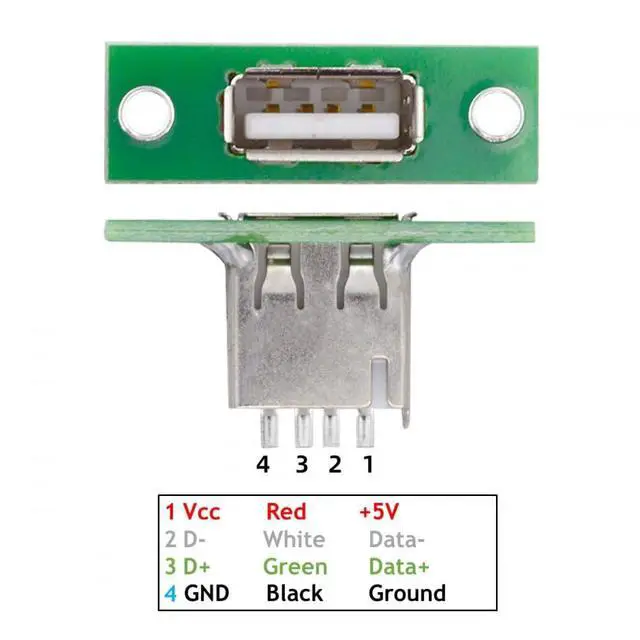 Alt view image 5 of 6 - Connector 5pcs/Set DIY OEM USB Type-A Female Socket Connector with Panel Mount Solder Type