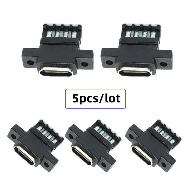 Alt view image 3 of 7 - 5pcs/Set DIY OEM Type C Female Socket Connector to 6Pin PCBA Pinout Vertical Scew Mount Type DC 5V/20V PD Power