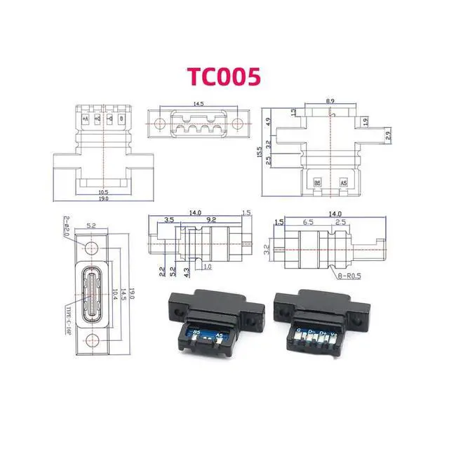 Alt view image 5 of 7 - 5pcs/Set DIY OEM Type C Female Socket Connector to 6Pin PCBA Pinout Vertical Scew Mount Type DC 5V/20V PD Power