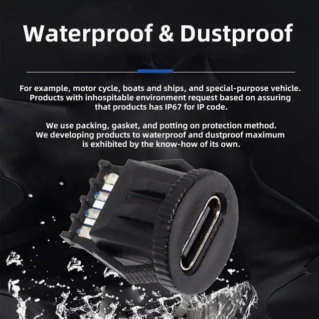 Alt view image 6 of 7 - 5pcs/Set DIY OEM Type C Female Socket Connector to 6Pin PCBA Pinout Round Latch Mount Type DC 5V/20V PD Power IP67