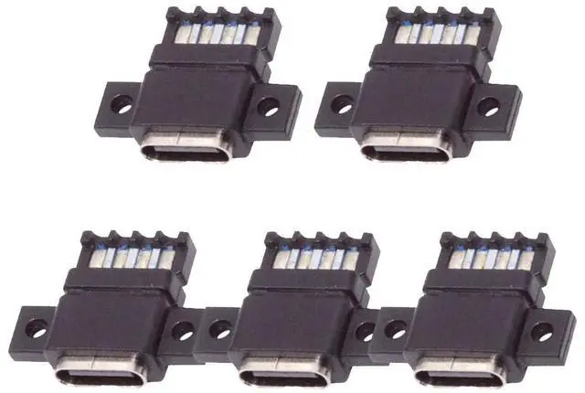 Main image of 5pcs/Set DIY OEM Type C Female Socket Connector to 6Pin PCBA Pinout Flat Scew Mount Type DC 5V/20V PD Power