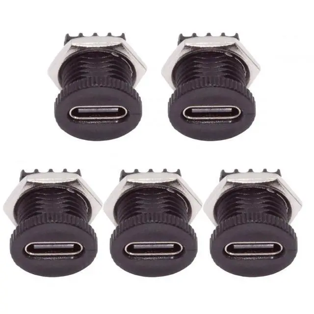 Main image of 5pcs/Set DIY OEM Type C Female Socket Connector to 6Pin PCBA Pinout Scew Nut Mount Type DC 5V/20V PD Power