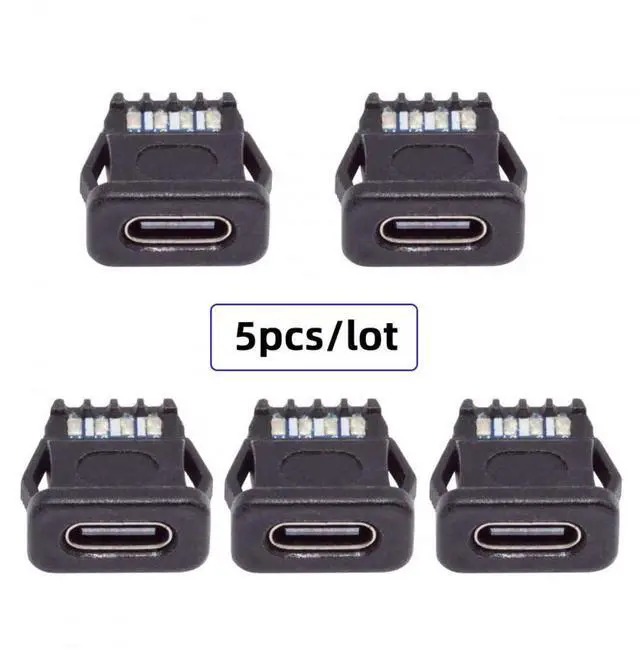 Alt view image 3 of 7 - 5pcs/Set DIY OEM Type C Female Socket Connector to 6Pin PCBA Pinout Rectangle Latch Mount Type DC 5V/20V PD Power IP67