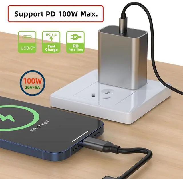 Alt view image 3 of 7 - Cord USB-C Type-C to HDMI 4K@120hz USB 3.0 OTG Converter HDTV Multiport Adapter with Female PD 100W Power Port