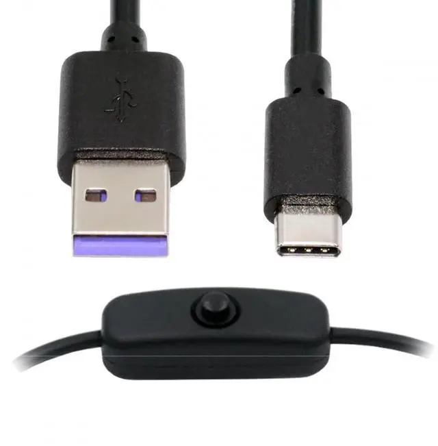 Main image of Cable Type-C USB2.0 to Type-A Cable with On Off Power Switch Button USB-C for DC 5V Desk Lamp Fan Camera (100cm)