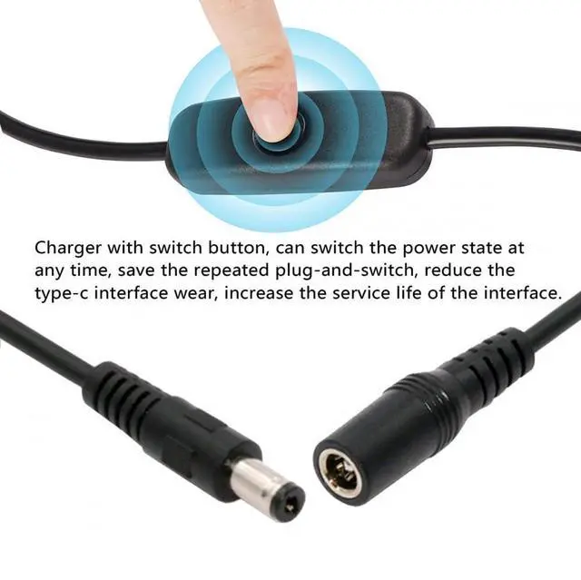 Alt view image 6 of 7 - Cable DC Cable with On Off Power Switch Button DC 5.5x2.1mm Male to Female for DC 5V Desk Lamp Fan Camera