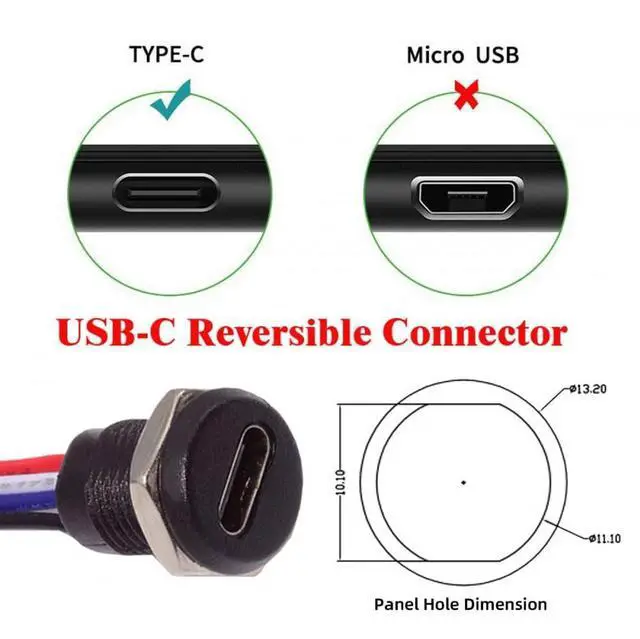 Alt view image 6 of 7 - Connector 5pcs/Set DIY OEM Type C Female Socket to 6Pin Header Cable Pitch=2.0mm Panel Mount DC 5V/20V PD Power