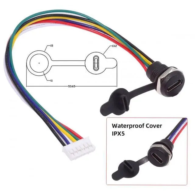 Alt view image 4 of 7 - Connector 5pcs/Set DIY OEM Type C Female Socket to 6Pin Header Cable Pitch=2.0mm Panel Mount DC 5V/20V PD Power
