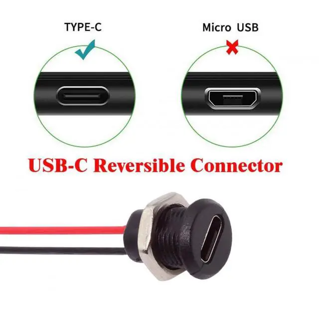 Alt view image 2 of 7 - Connector 5pcs/Set DIY OEM Type C Female Socket to 2Pin Header Cable Pitch=2.0mm Panel Mount Type DC 5V Power