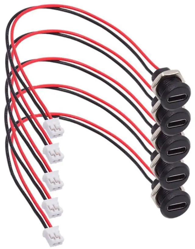 Main image of Connector 5pcs/Set DIY OEM Type C Female Socket to 2Pin Header Cable Pitch=2.0mm Panel Mount Type DC 5V Power