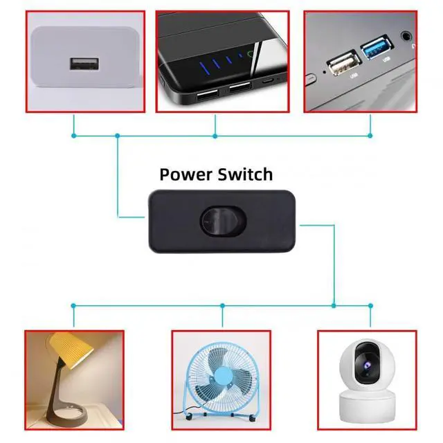 Alt view image 3 of 7 - Switch Universal Interruptor 303 Switch Cord Inline On-Off Switch DPST Control Rocker for Bedroom Table Lamp Desk Light Strip