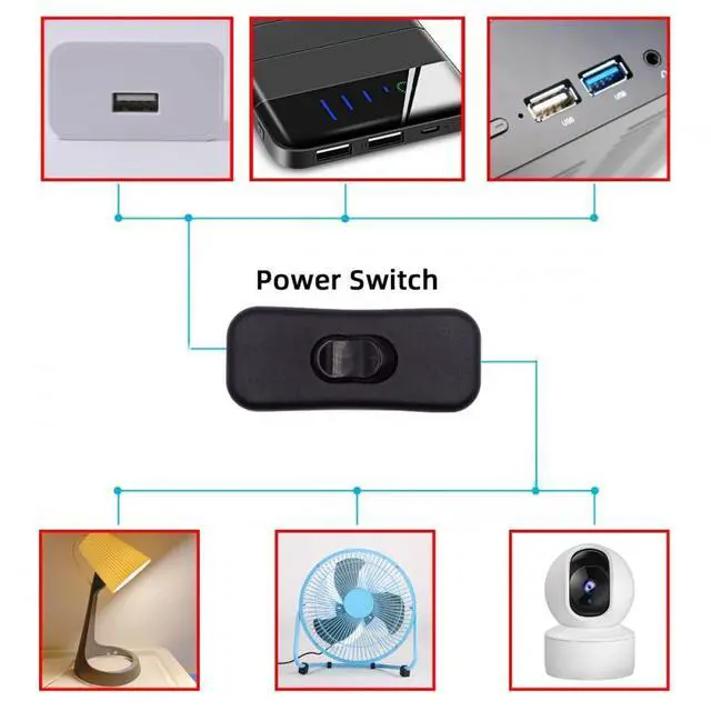 Alt view image 3 of 7 - Switch Universal Interruptor 318 Switch Cord Inline On-Off Switch DPST Control Rocker for Bedroom Table Lamp Desk Light Strip