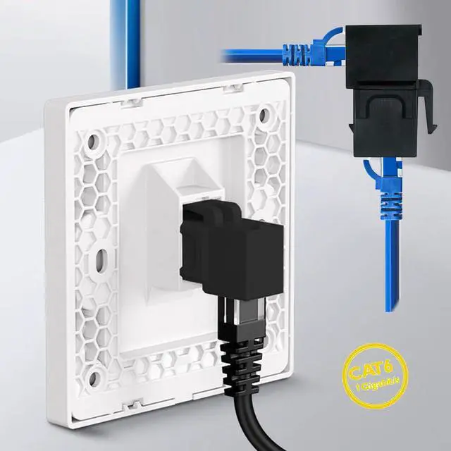 Alt view image 4 of 7 - Adapter 90 Degree Up Angled UTP CAT6 Keystone Coupler RJ45 Female to Female UTP CAT6 Keystone Inline Coupler Black