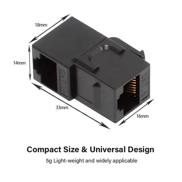 Alt view image 7 of 7 - Adapter 90 Degree Up Angled UTP CAT6 Keystone Coupler RJ45 Female to Female UTP CAT6 Keystone Inline Coupler Black