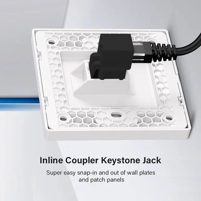 Alt view image 5 of 7 - Adapter 90 Degree Up Angled UTP CAT6 Keystone Coupler RJ45 Female to Female UTP CAT6 Keystone Inline Coupler Black