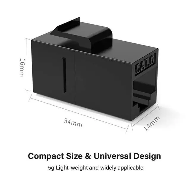 Alt view image 4 of 7 - Adapter UTP CAT6 Keystone Coupler RJ45 Female to Female UTP CAT6 Keystone Inline Coupler Black