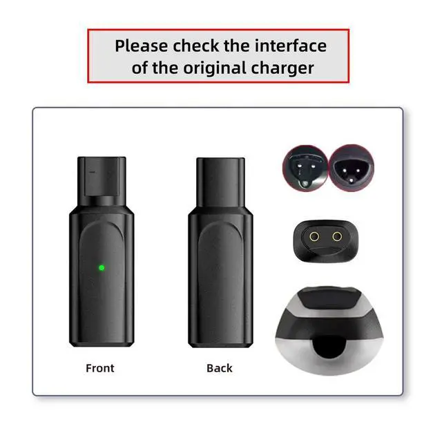 Alt view image 6 of 7 - 2pcs/lot USB Type-C to 2-Pin Adapter Power Charge Compatible with Braun Electric Hair Clipper Beard Trimmers Shavers