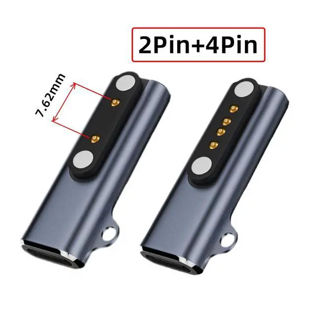 Alt view image 2 of 7 - 2pcs/lot Magnetic Smart Watch Charging Adapter USB Type-C to Pitch 7.62mm with 2-Pin 4-Pin Compatible with Bone Conduction Headphone