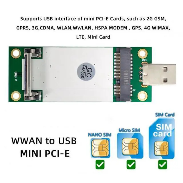 Alt view image 5 of 7 - Adapter Mini PCI-E Wireless WWAN to USB Adapter Card with SIM Card Slot Module Testing Tools for 3G/4G/5G LTE Wireless Module Modem Card