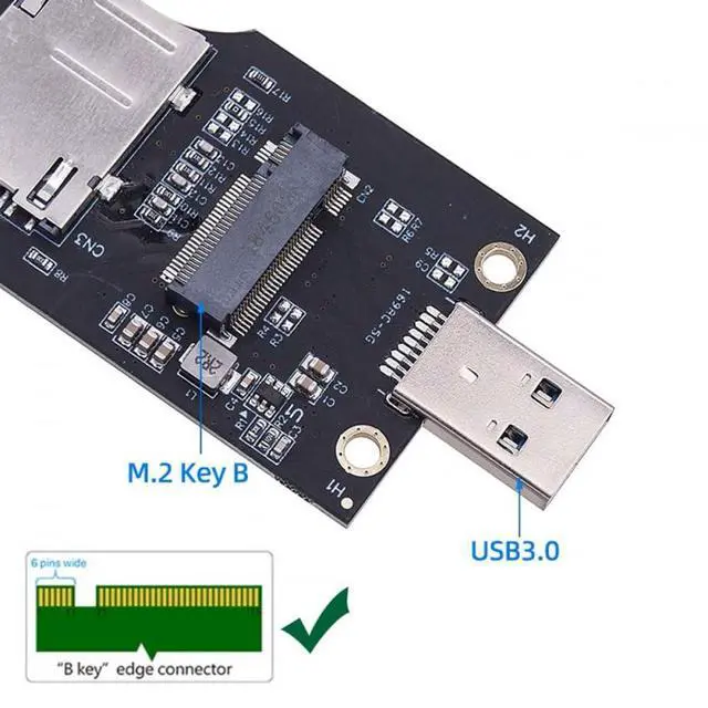 Alt view image 3 of 7 - Adapter NGFF M.2 Key-B WWAN to USB 3.0 Adapter Riser Card with SIM Slot for 3G/4G/5G LTE Wireless Module Modem Card
