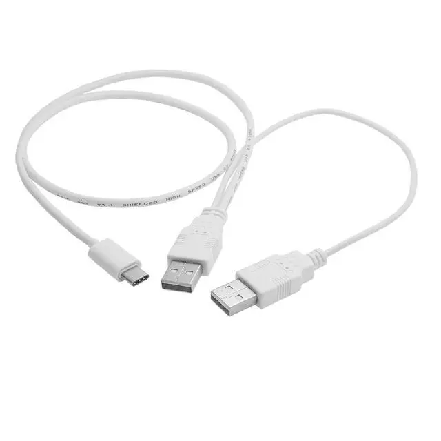 Alt view image 3 of 6 - Cable USB 3.1 Type C USB-C to Dual A Male Extra Power Data Y Cable for Phone Hard Disk