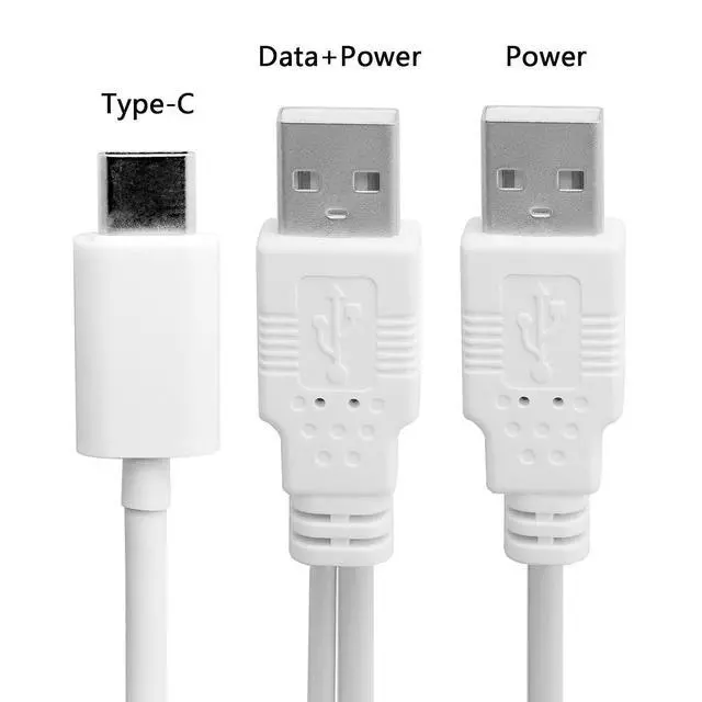 Alt view image 2 of 6 - Cable USB 3.1 Type C USB-C to Dual A Male Extra Power Data Y Cable for Phone Hard Disk