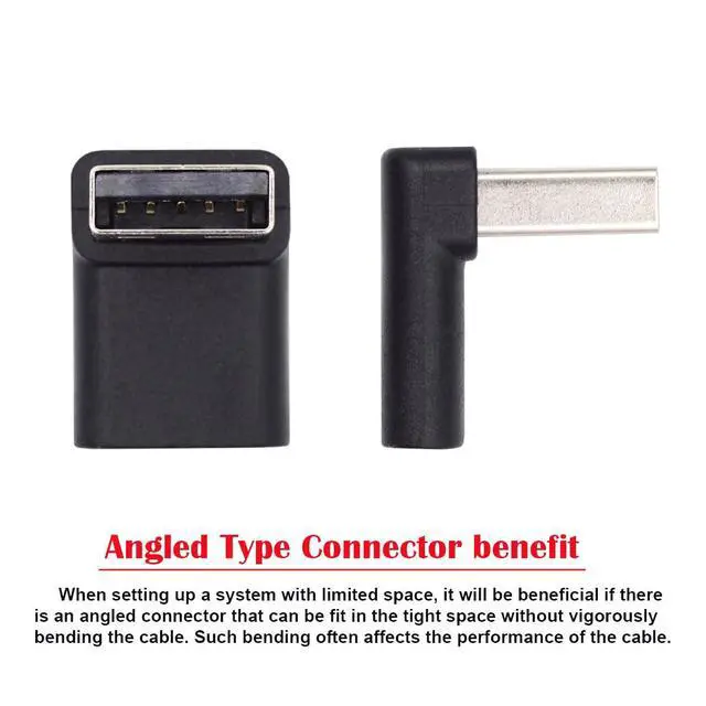 Alt view image 4 of 7 - USB-C Type C Female 90 Degree Up Angled to USB 3.0 A Male Data Adapter for Laptop Desktop