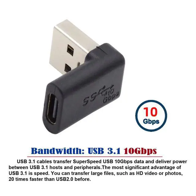 Alt view image 5 of 7 - USB-C Type C Female 90 Degree Up Angled to USB 3.0 A Male Data Adapter for Laptop Desktop
