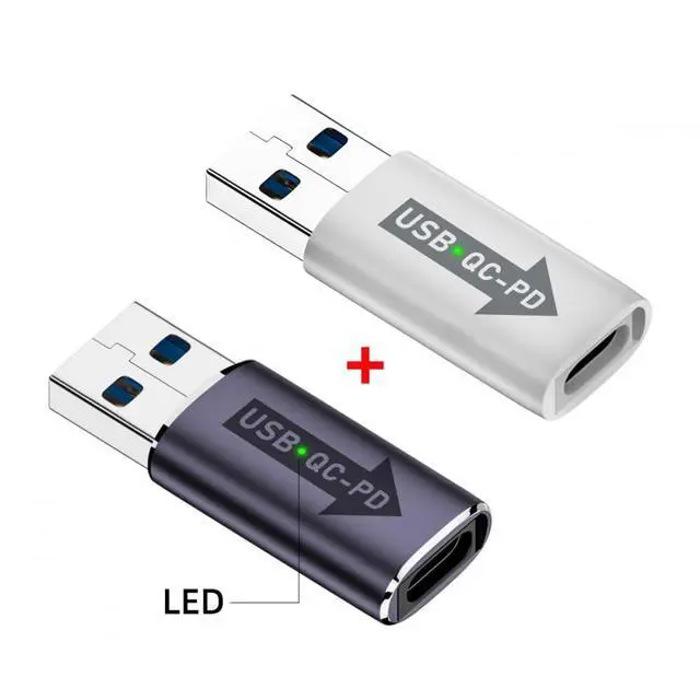 Alt view image 2 of 7 - Adapter 2pcs/lot USB 2.0 A Male QC to PD USB-C Type C Female 5Gbps Data Power Adapter for Laptop Tablet Phone