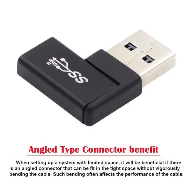 Alt view image 4 of 7 - USB-C Type C Female to USB 3.0 A Male Data Adapter Flat Horizontal 90 Degree Right Angled for Laptop Desktop