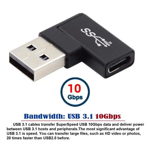 Alt view image 5 of 7 - USB-C Type C Female to USB 3.0 A Male Data Adapter Flat Horizontal 90 Degree Right Angled for Laptop Desktop